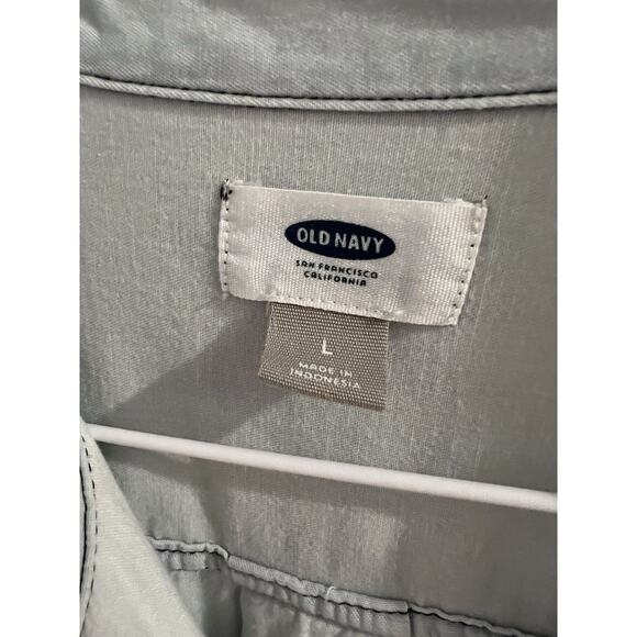 Old Navy Shirt Dress Chambray Size Large Long Sleeve Blue Casual Shift Button - Picture 3 of 6